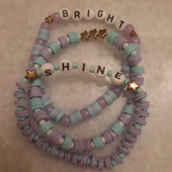 Preppy Tween Stackable Claybead Bracelet 3 pc set - Picture 4 of 8